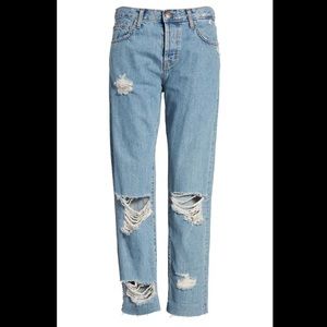 CURRENT ELLIOTT Ripped Original Straight Leg Jeans